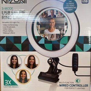Nizoni 3-Mode USB Selfie Ring Light w/Remote - Factory Sealed NEW IN BOX